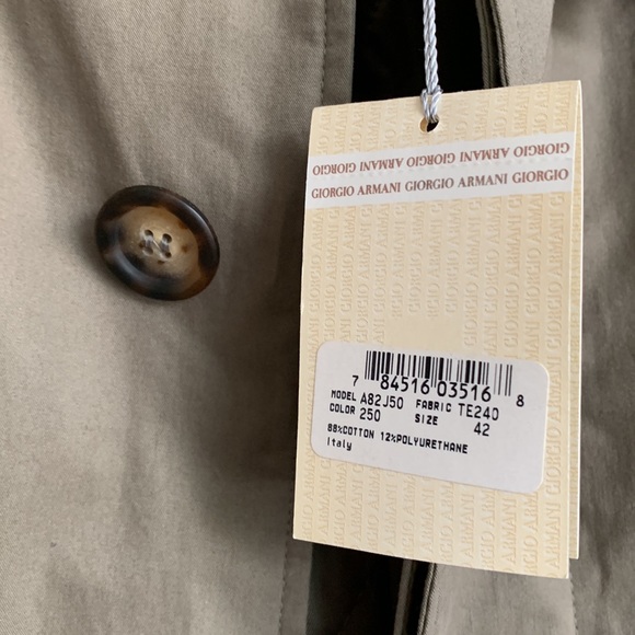 NWT Giorgio Armani Trench Coat with Quilted Liner - Picture 5 of 12
